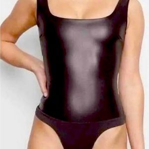 Skims leather body suit NWT size M color Soot